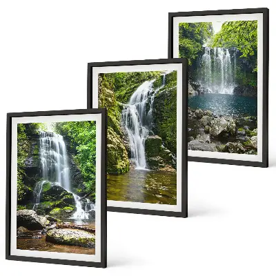 Waterfalls green surroundings wall art set 