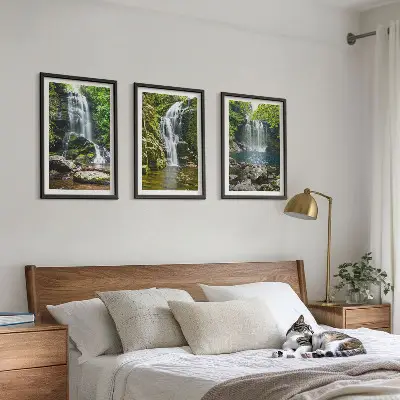 Waterfalls green surroundings wall art set 