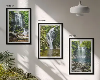 Waterfalls green surroundings wall art set 
