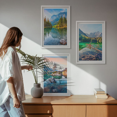 Wall art set Mountain lakes nature landscape