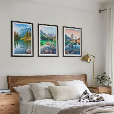 Mountain lakes nature landscape wall art set 