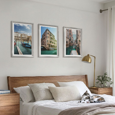 Three-piece wall art piece Venice canals architecture