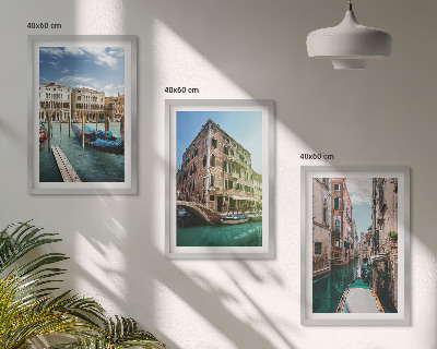 Three-piece wall art piece Venice canals architecture