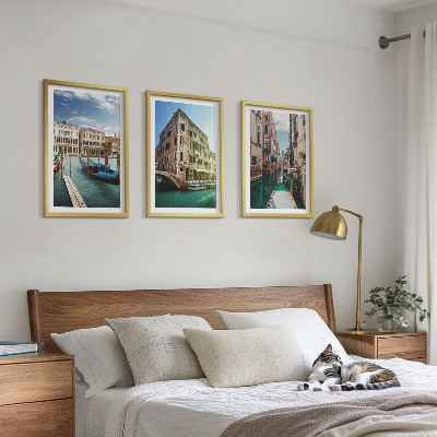 Three-piece wall art piece Venice canals architecture