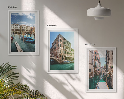 Three-piece wall art piece Venice canals architecture