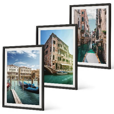 Three-piece wall art piece Venice canals architecture