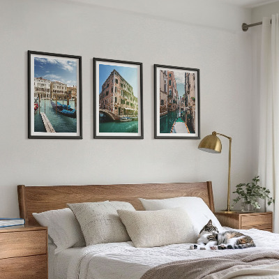 Three-piece wall art piece Venice canals architecture