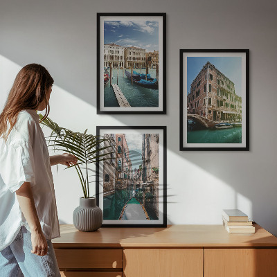 Three-piece wall art piece Venice canals architecture