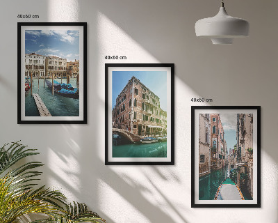 Three-piece wall art piece Venice canals architecture