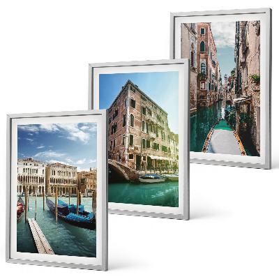 Three-piece wall art piece Venice canals architecture