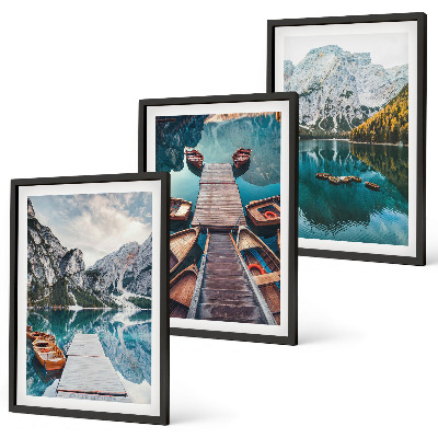 Three-piece wall art piece Lake, bridges, mountains