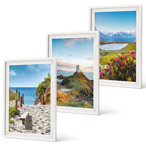 Wall art set Beach, lighthouse, mountains, flowers
