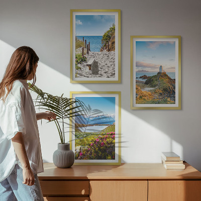 Wall art set Beach, lighthouse, mountains, flowers