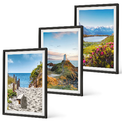 Wall art set Beach, lighthouse, mountains, flowers