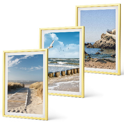 Three-piece wall art piece Beach wooden path cliffs