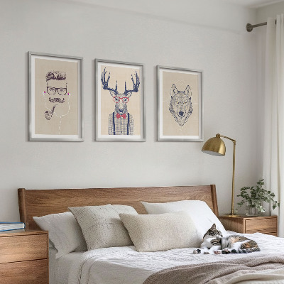 Set of 3 framed wall art pieces Stylish animal portraits