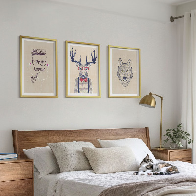 Set of 3 framed wall art pieces Stylish animal portraits