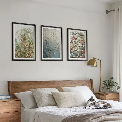 Wall art set tropical plants and birds nature theme