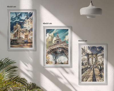 Three-piece wall art piece Bridges, towers, European cities