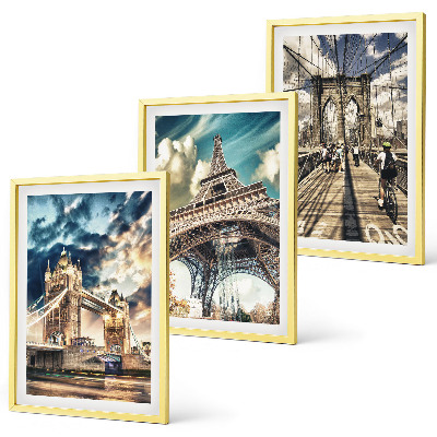 Three-piece wall art piece Bridges, towers, European cities