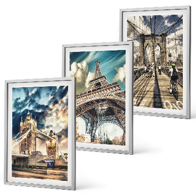 Three-piece wall art piece Bridges, towers, European cities