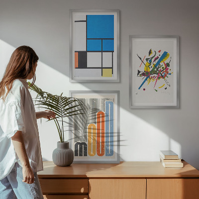 Set of 3 framed wall art pieces Abstract Modern Geometrics