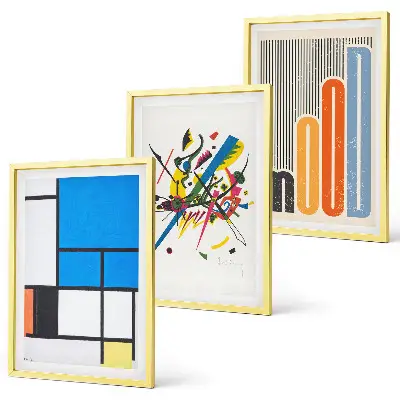 Abstract Modern Geometrics wall art set of 3 framed pieces