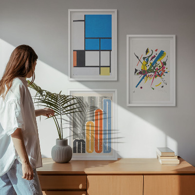 Set of 3 framed wall art pieces Abstract Modern Geometrics