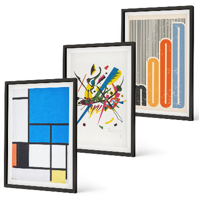 Set of 3 framed wall art pieces Abstract Modern Geometrics