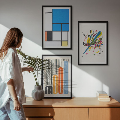 Set of 3 framed wall art pieces Abstract Modern Geometrics