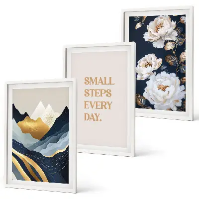 Abstract mountain and flower wall art set colorful inspiration prints