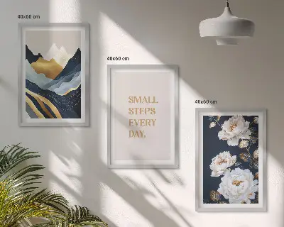 Abstract mountain and flower wall art set colorful inspiration prints