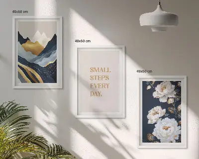 Abstract mountain and flower wall art set colorful inspiration prints