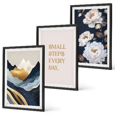 Abstract mountain and flower wall art set colorful inspiration prints