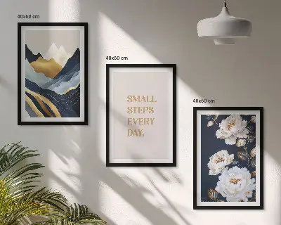 Abstract mountain and flower wall art set colorful inspiration prints