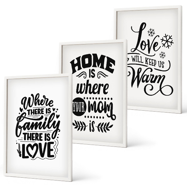 Three-piece wall art piece Family, love, home, warmth