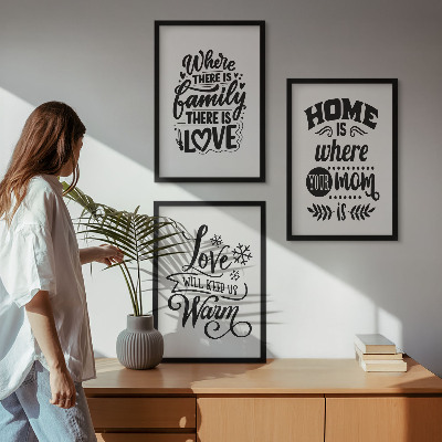 Three-piece wall art piece Family, love, home, warmth