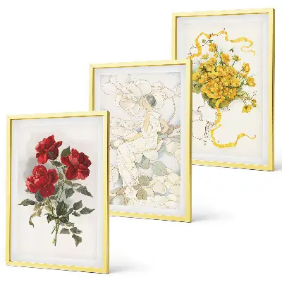 Wall art set red and white roses print