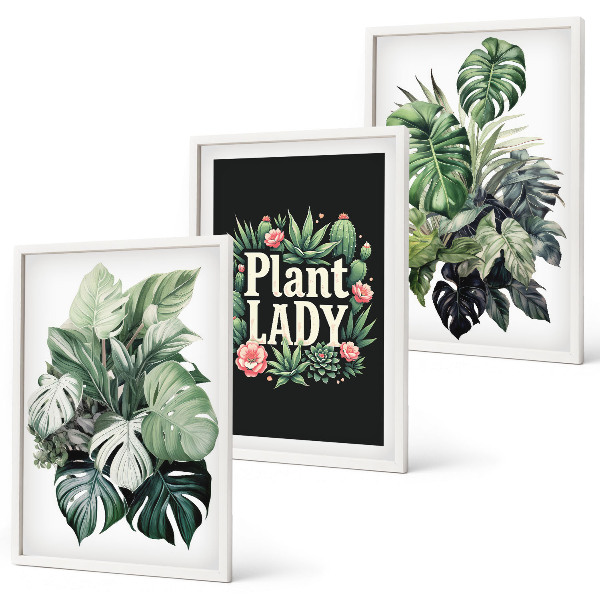 Three-piece wall art piece Tropical plants Plant Lady