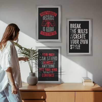 Set of 3 framed wall art pieces Motivation, training, self-development