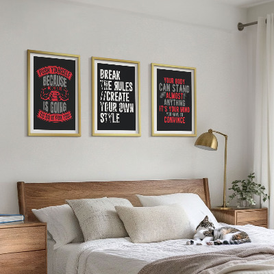 Set of 3 framed wall art pieces Motivation, training, self-development