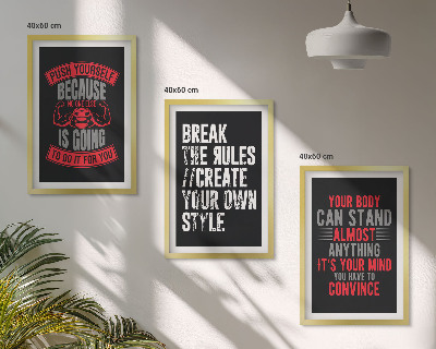 Set of 3 framed wall art pieces Motivation, training, self-development