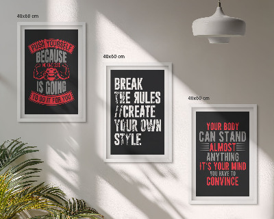 Set of 3 framed wall art pieces Motivation, training, self-development