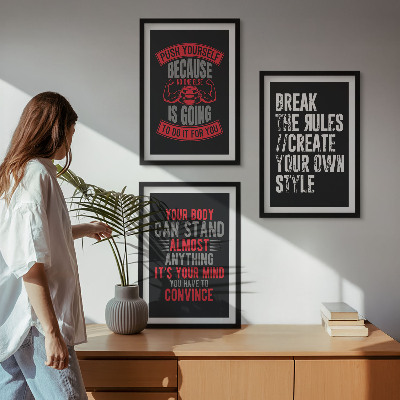 Set of 3 framed wall art pieces Motivation, training, self-development