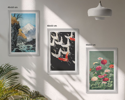 Wall art set Mountains waterfall birds flowers