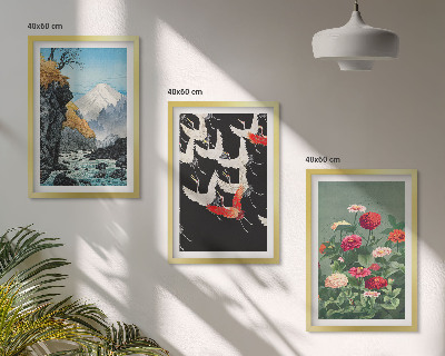 Wall art set Mountains waterfall birds flowers