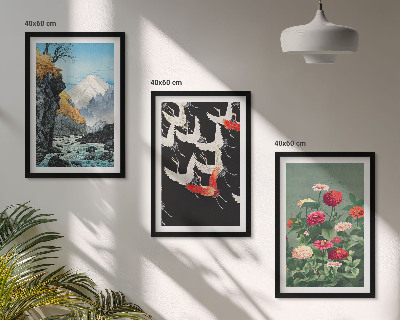 Wall art set Mountains waterfall birds flowers