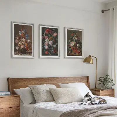 Flowers in vases compositions three-piece wall art set