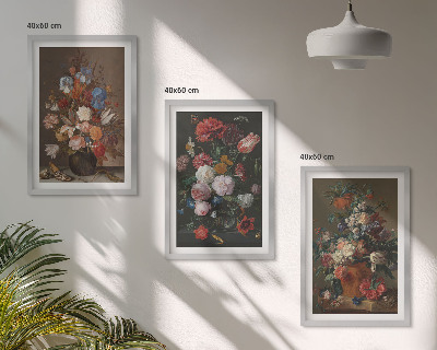 Three-piece wall art piece Flowers in vases compositions