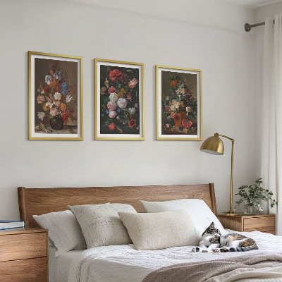 Three-piece wall art piece Flowers in vases compositions